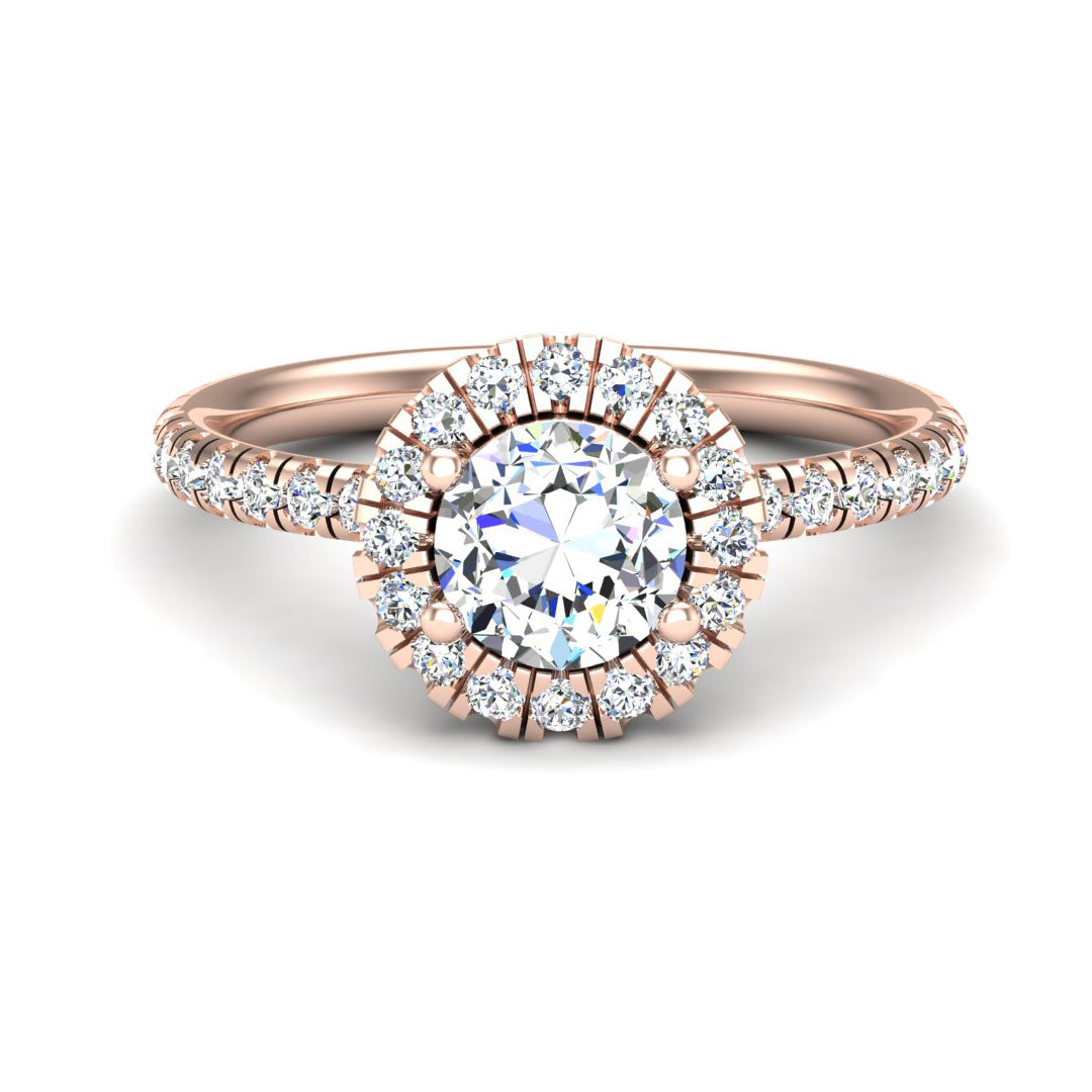 Chloe Single Row Halo with Pave Band
