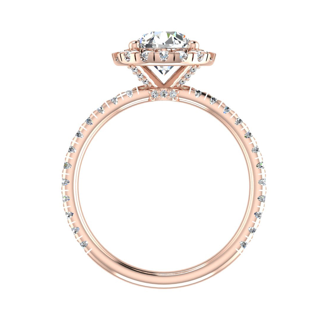 Chloe Single Row Halo with Pave Band