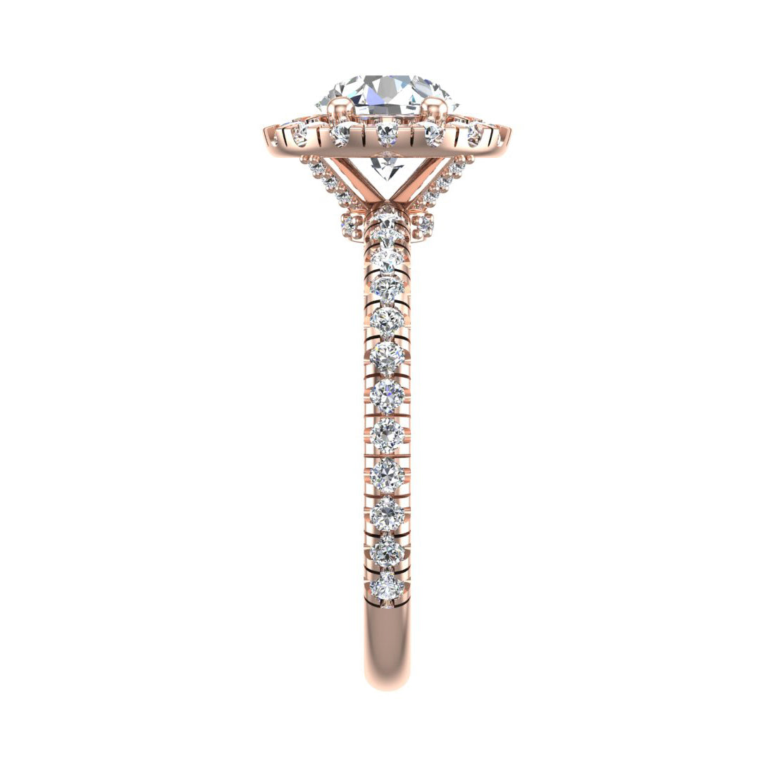 Chloe Single Row Halo with Pave Band