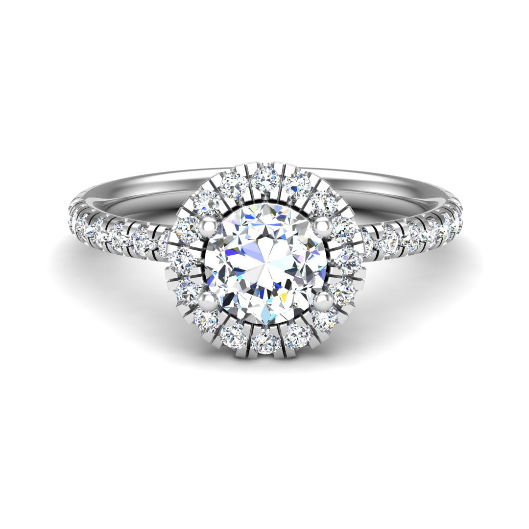 Chloe Single Row Halo with Pave Band