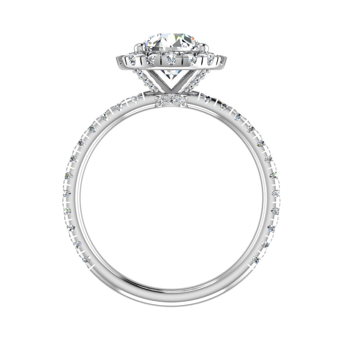 Chloe Single Row Halo with Pave Band