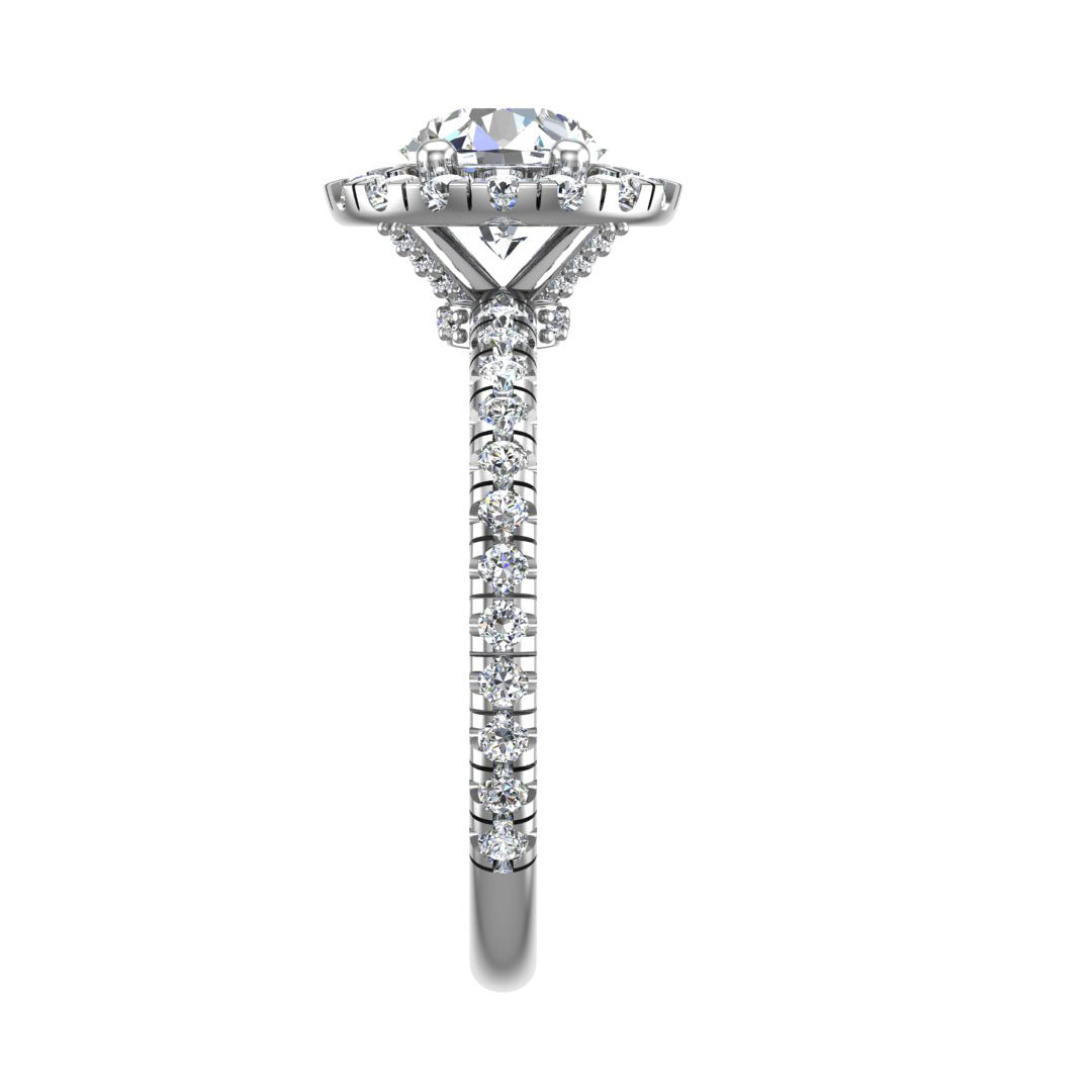 Chloe Single Row Halo with Pave Band