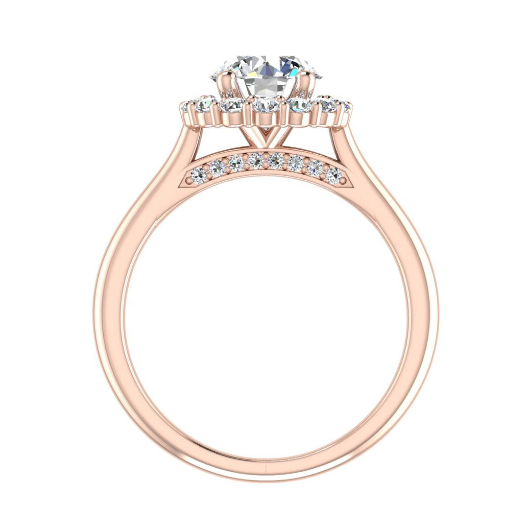 Aria Dainty Floral Style Halo Engagement Ring