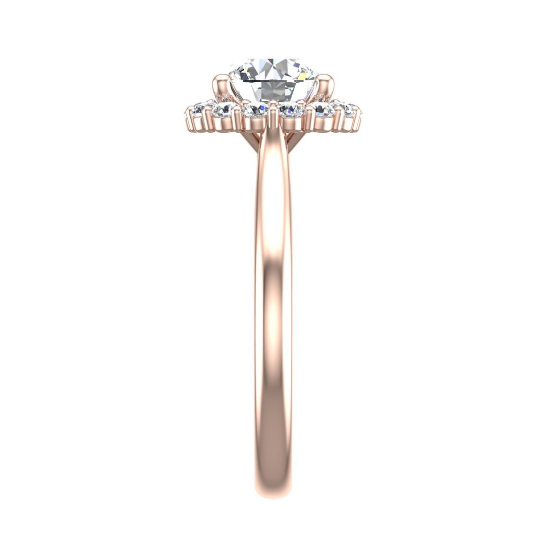 Aria Dainty Floral Style Halo Engagement Ring