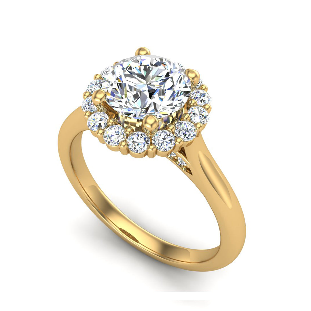 Aria Dainty Floral Style Halo Engagement Ring