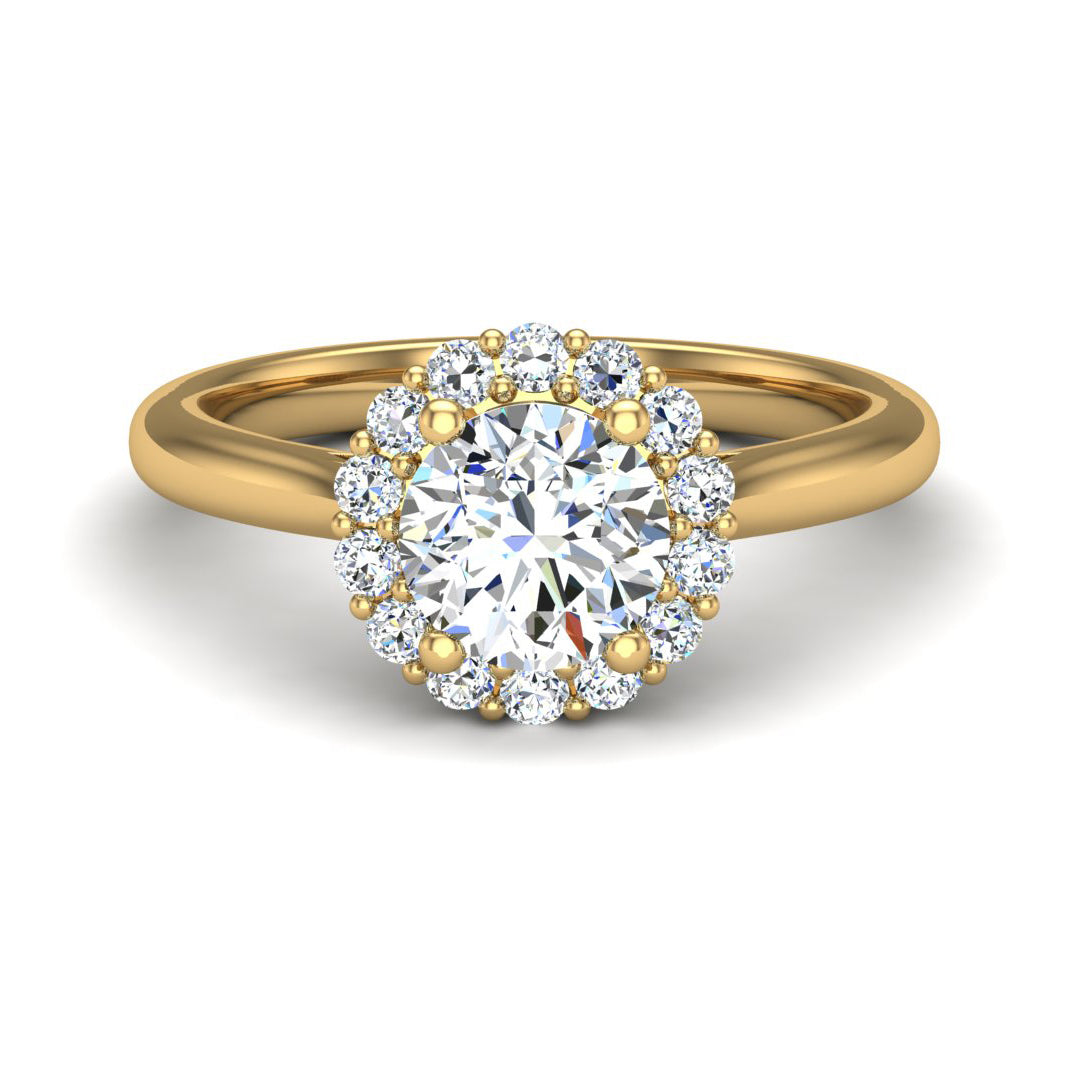 Aria Dainty Floral Style Halo Engagement Ring