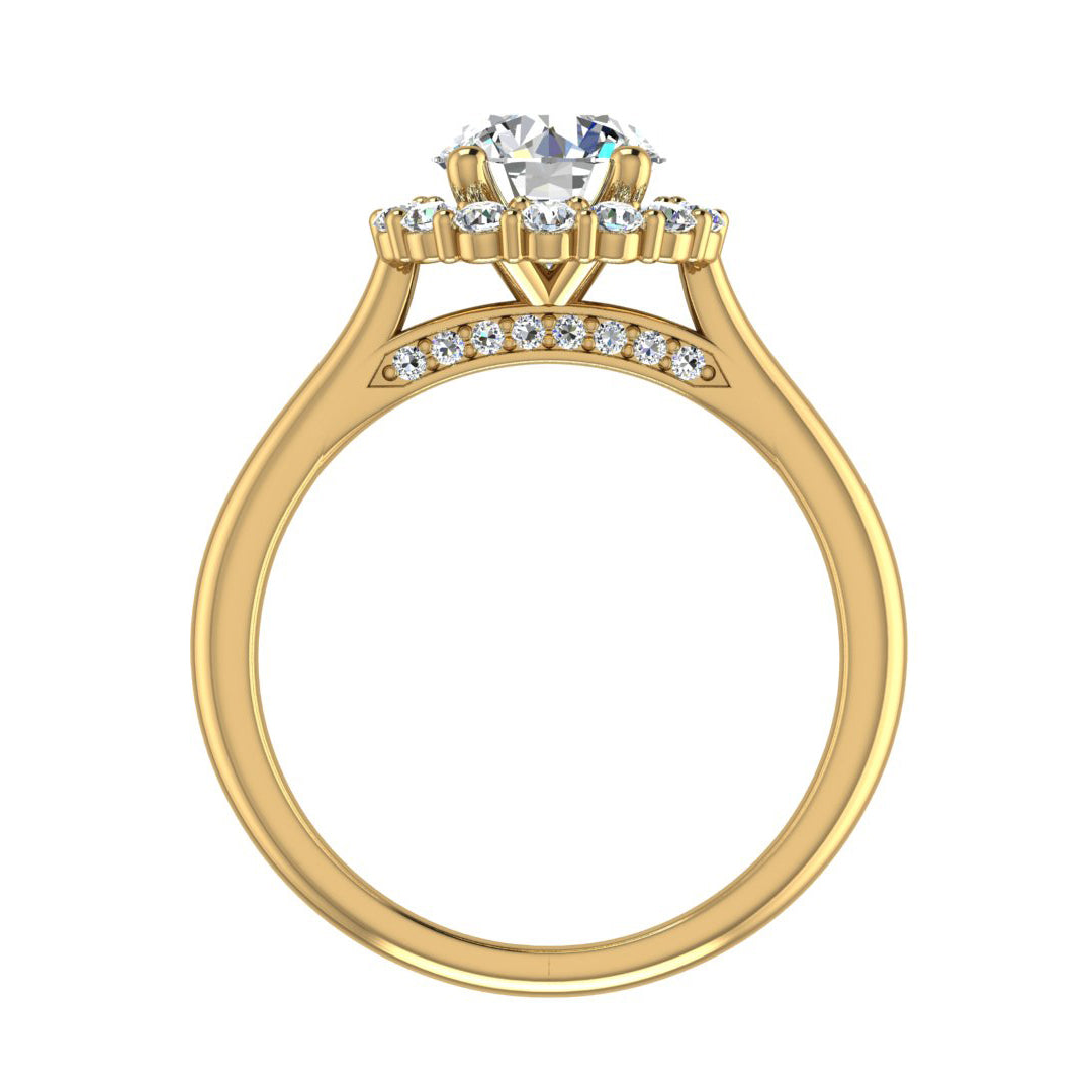 Aria Dainty Floral Style Halo Engagement Ring