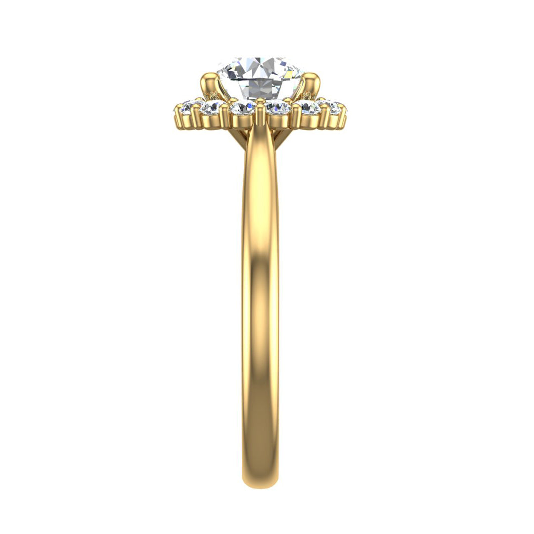 Aria Dainty Floral Style Halo Engagement Ring