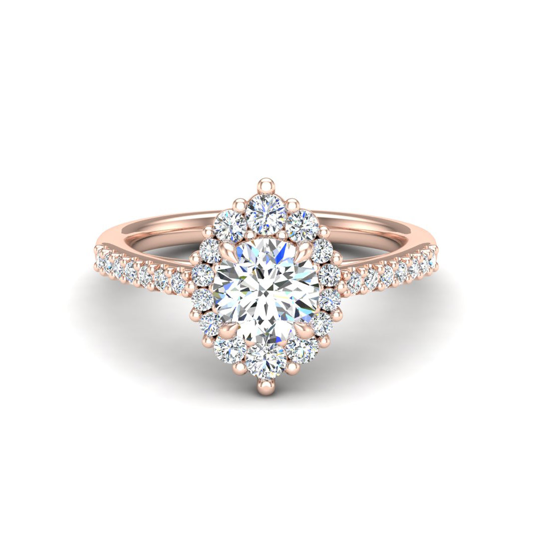 Violet Cathedral Pave Diamond Halo Engagement Ring
