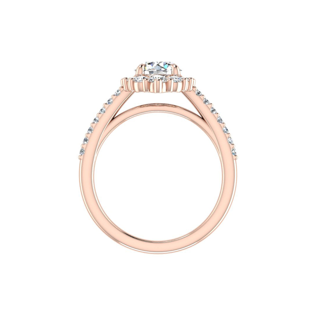 Violet Cathedral Pave Diamond Halo Engagement Ring