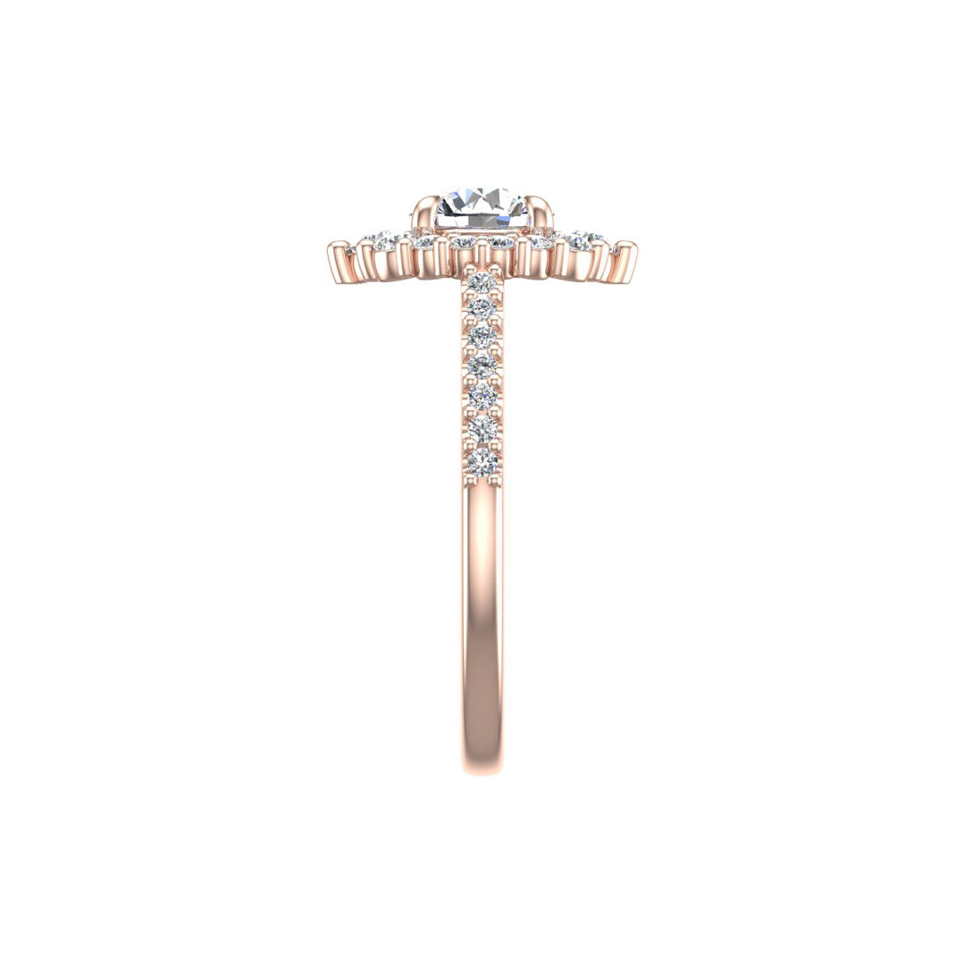 Violet Cathedral Pave Diamond Halo Engagement Ring