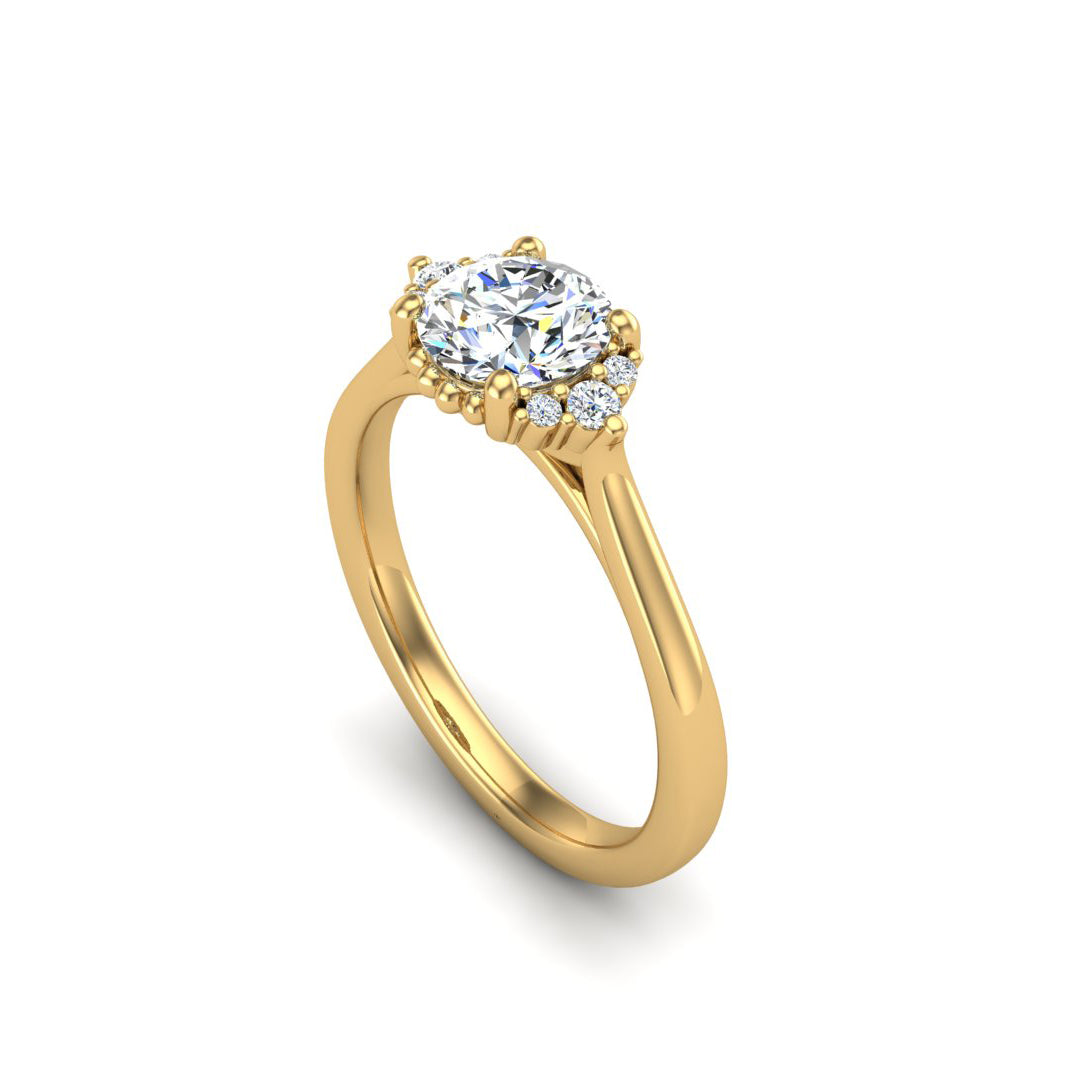 Ruby Half halo bubble Engagement Ring