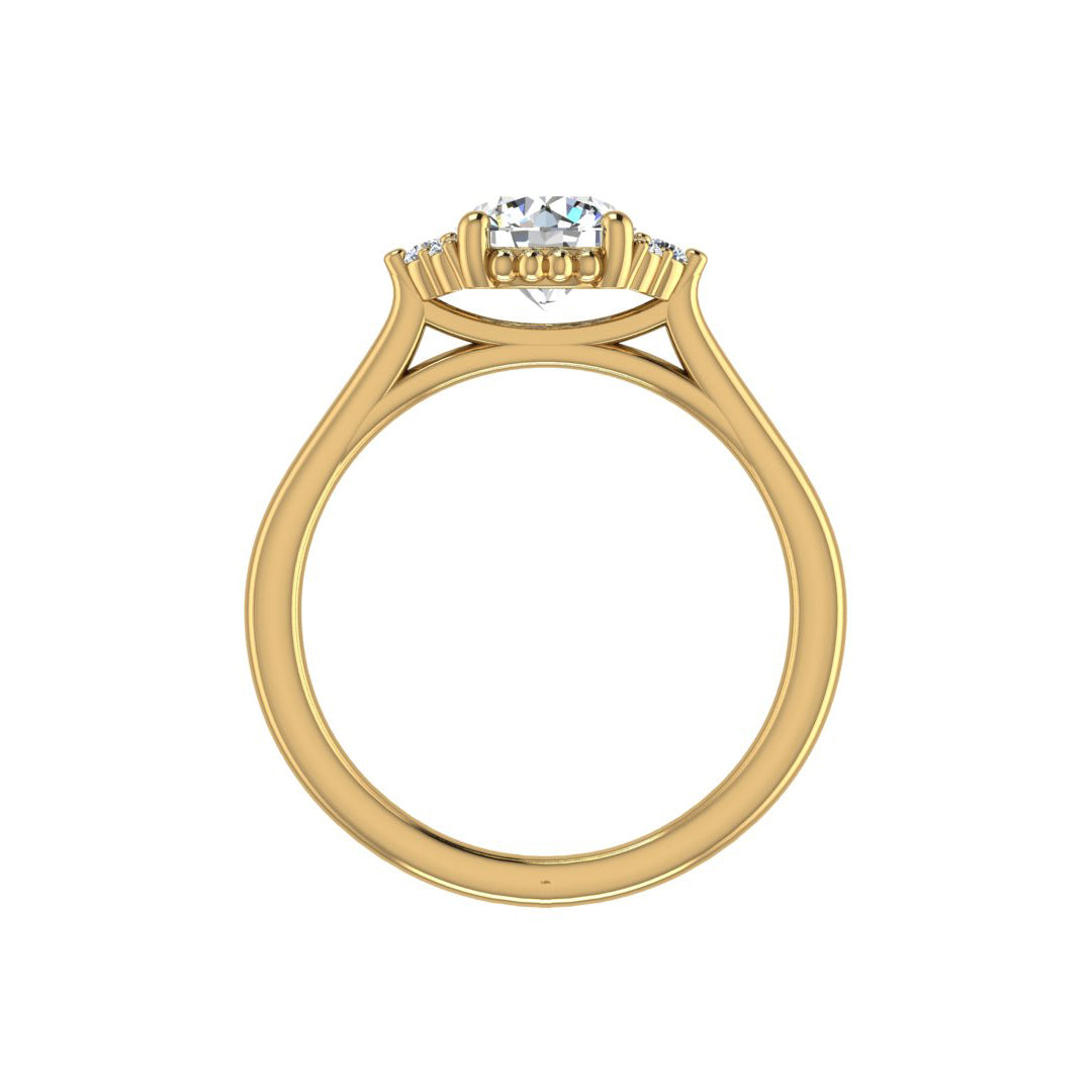 Ruby Half halo bubble Engagement Ring