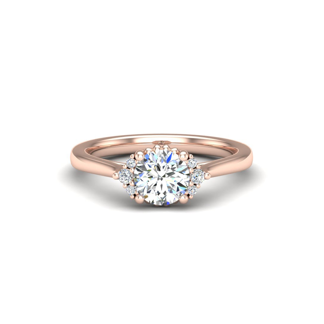 Ruby Half halo bubble Engagement Ring