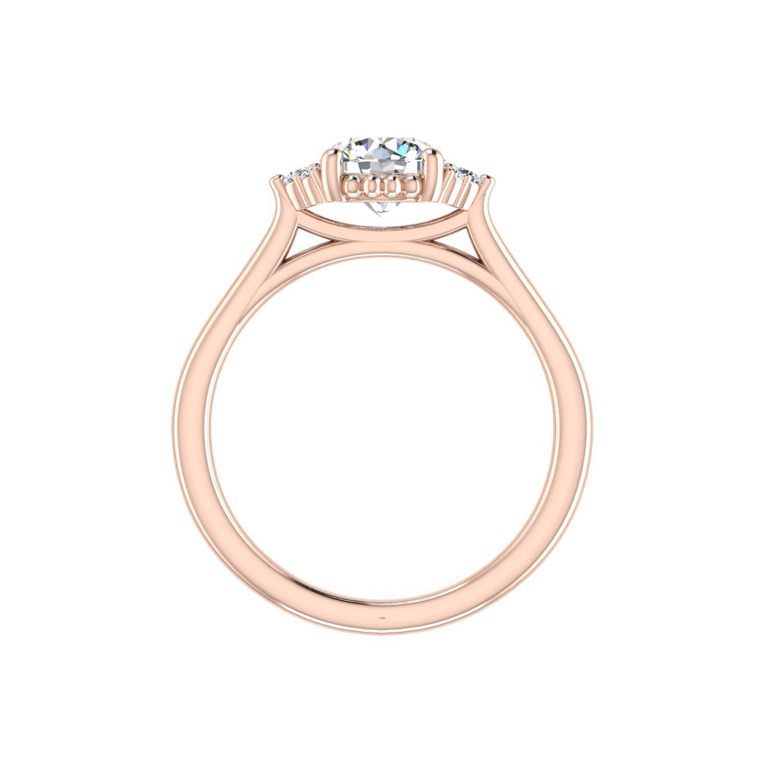 Ruby Half halo bubble Engagement Ring