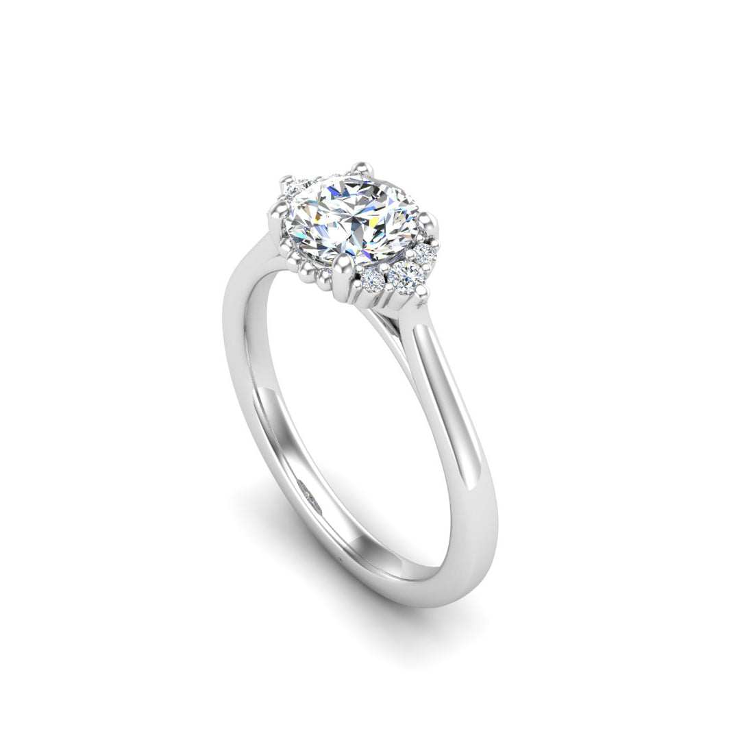 Ruby Half halo bubble Engagement Ring