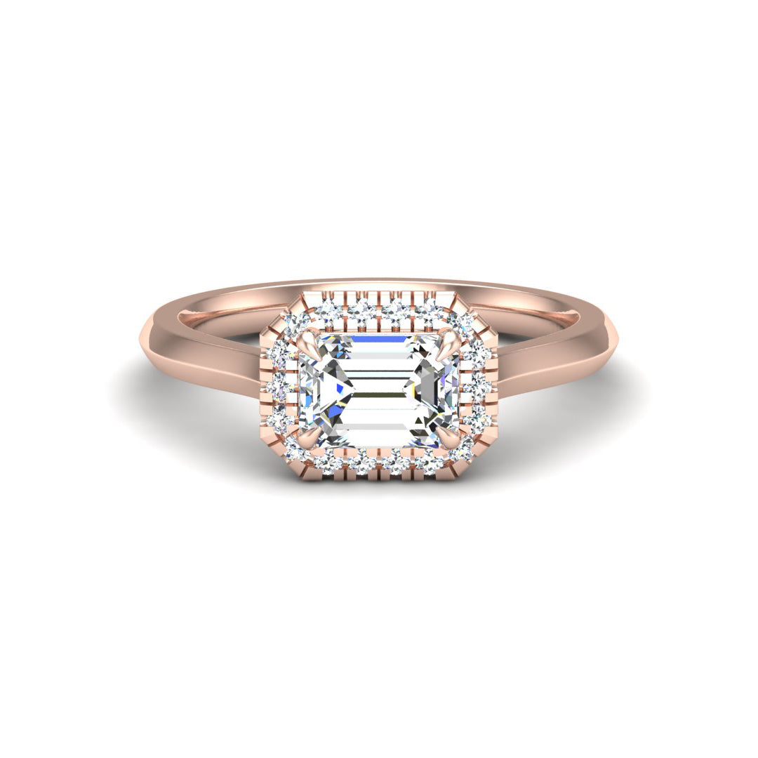 Josephine East West Halo Engagement Ring
