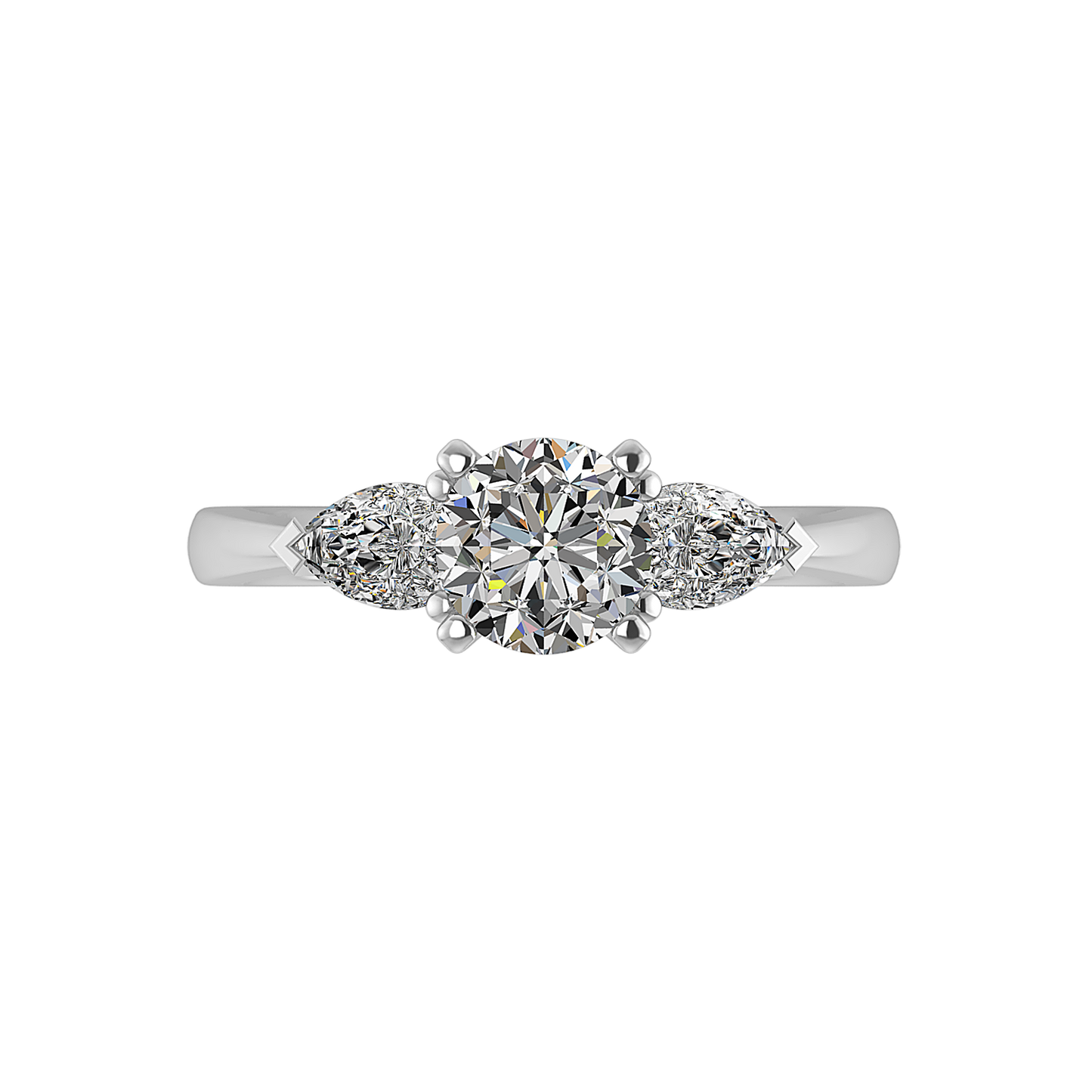 Madison Three Stone Pear Engagement Ring