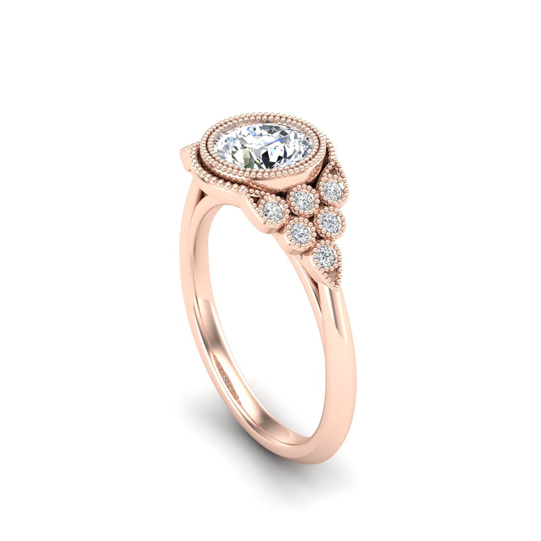 Serenity Accented mil-grain Engagement Ring