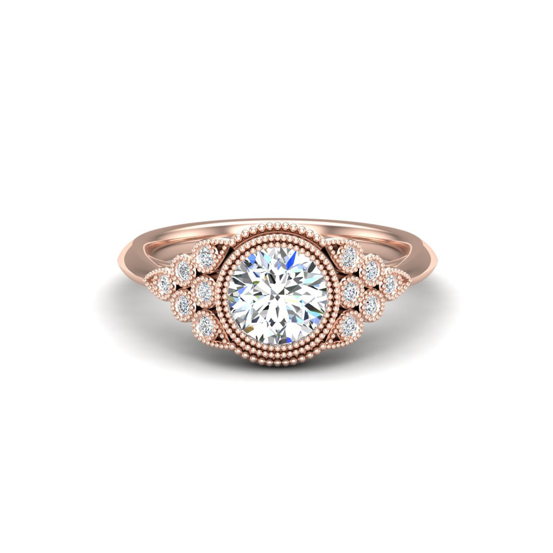 Serenity Accented mil-grain Engagement Ring