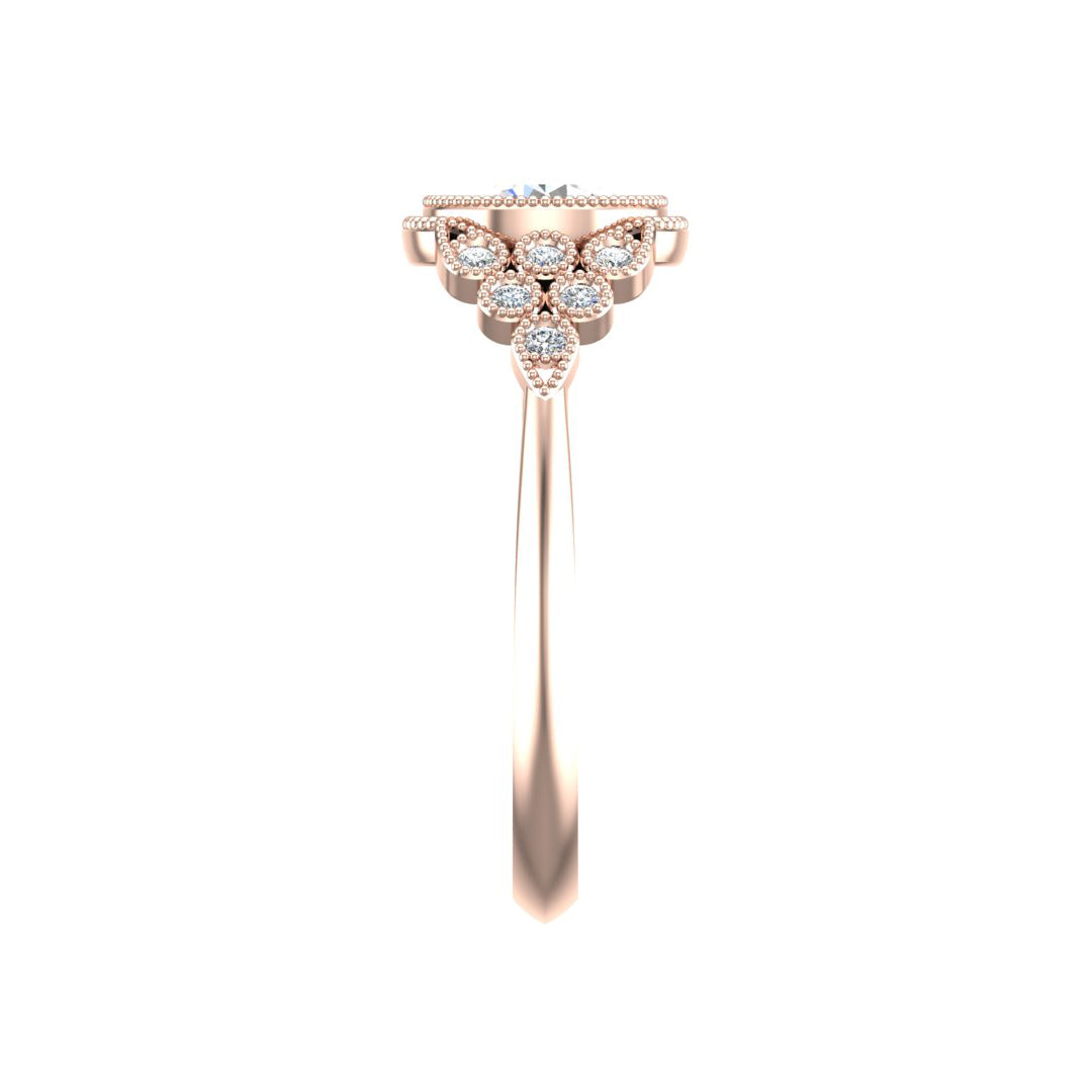 Serenity Accented mil-grain Engagement Ring