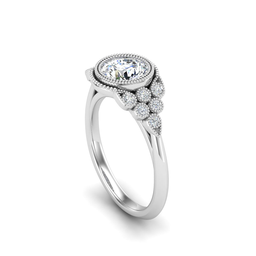 Serenity Accented mil-grain Engagement Ring