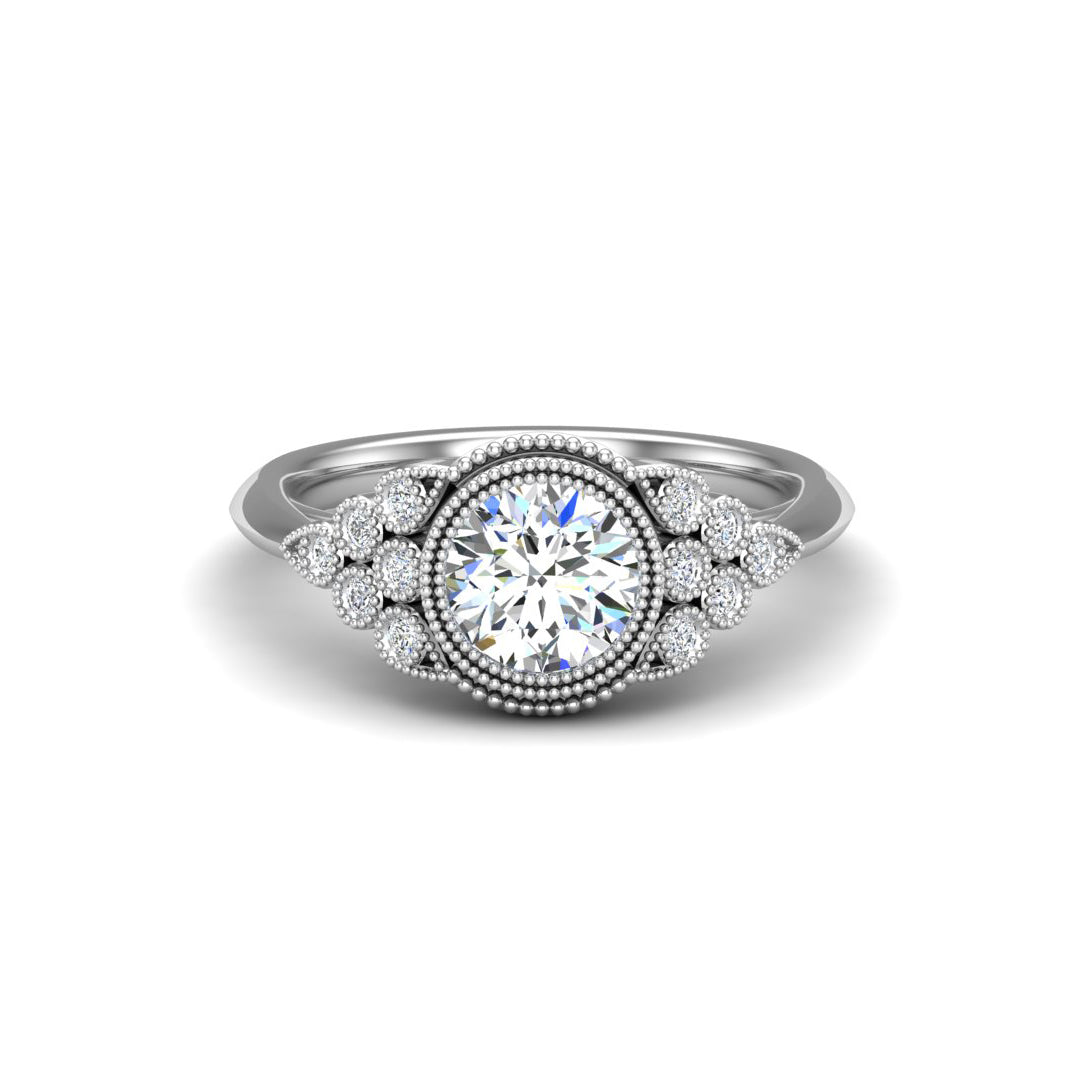 Serenity Accented mil-grain Engagement Ring