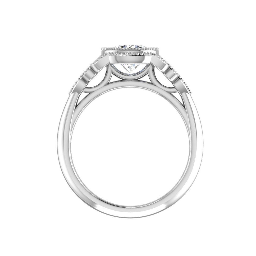 Serenity Accented mil-grain Engagement Ring