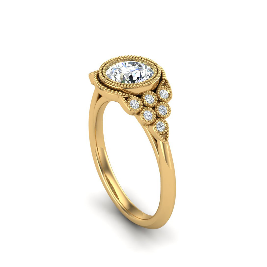 Serenity Accented mil-grain Engagement Ring