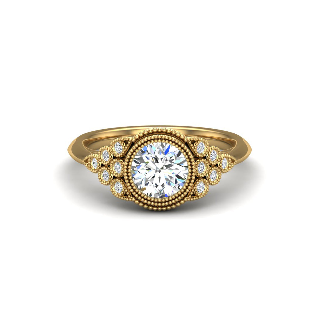 Serenity Accented mil-grain Engagement Ring