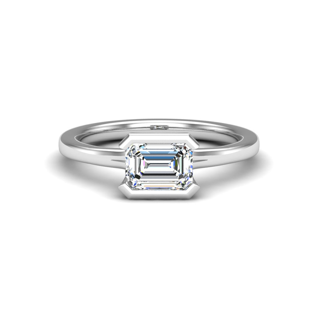 Adeline Half Bezel East West Solitaire Engagement Ring