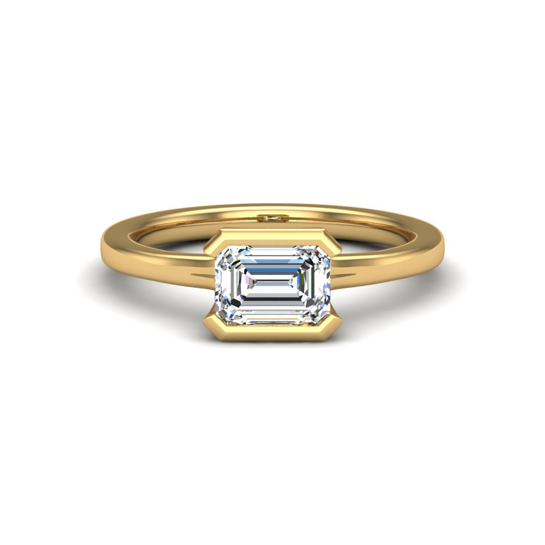 Adeline Half Bezel East West Solitaire Engagement Ring