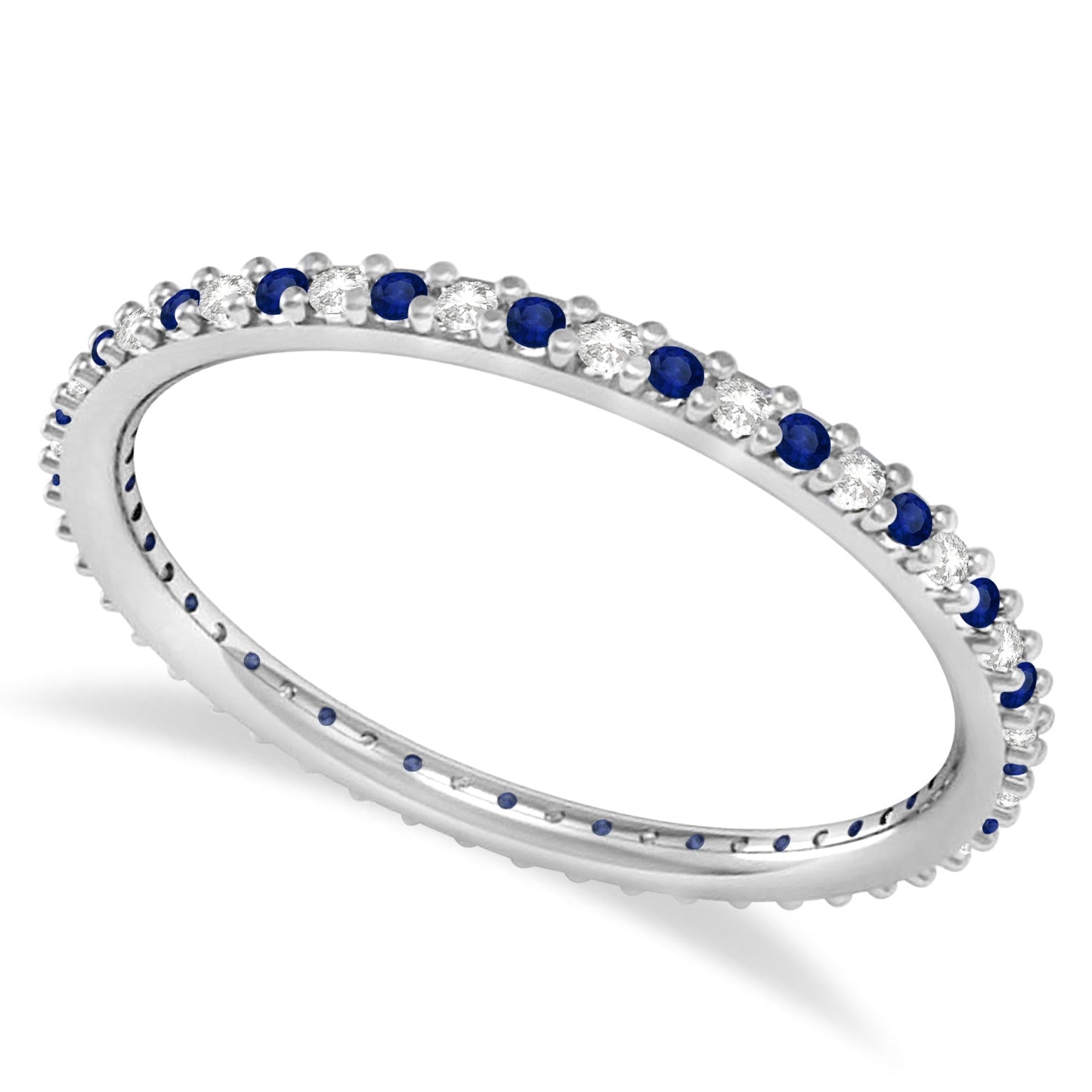 allurez-0.25-ctw-round#round-diamond#blue-sapphire-14-k-white-gold-eternity-wedding-band