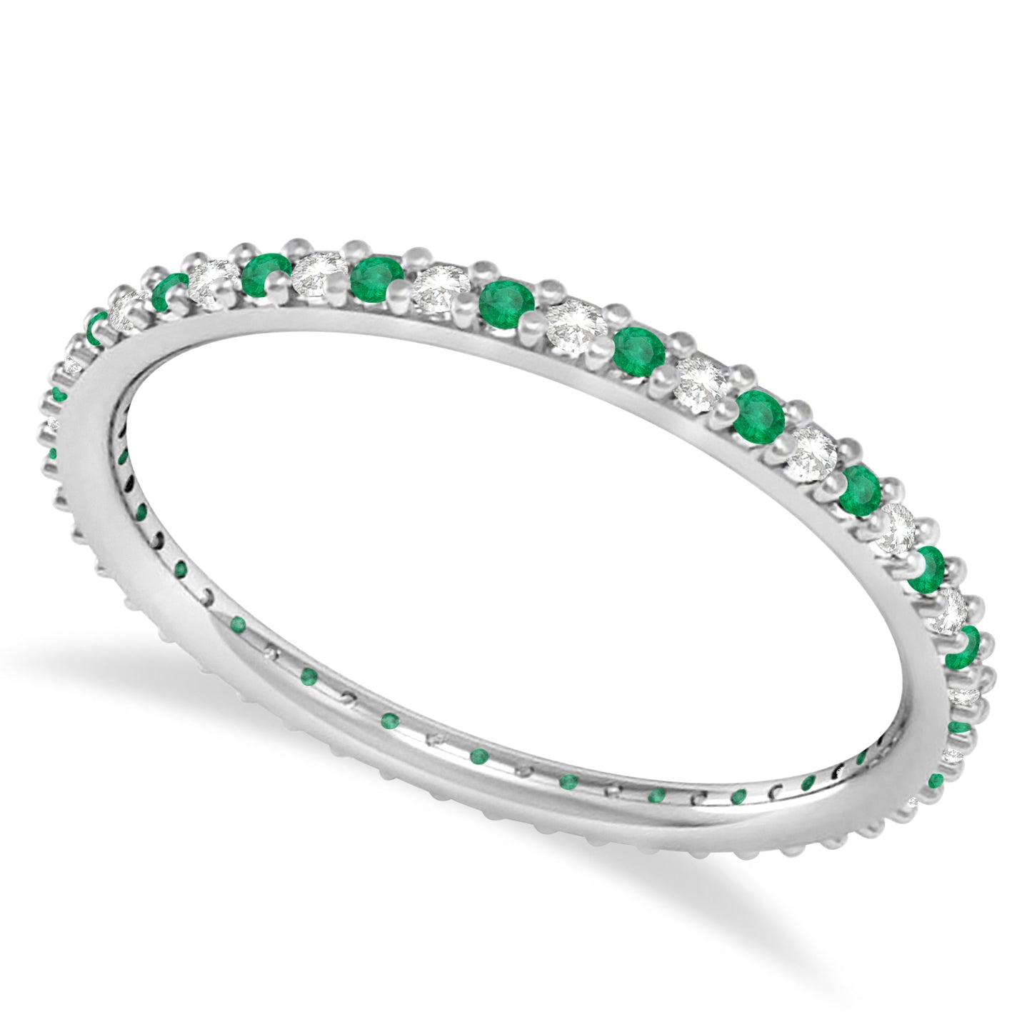 allurez-0.25-ctw-round#round-diamond#emerald-14-k-white-gold-eternity-wedding-band