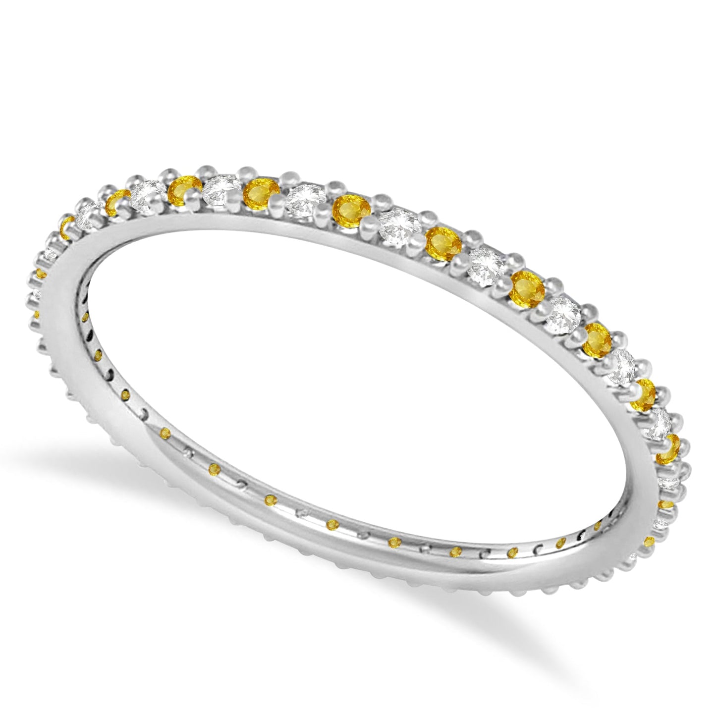 allurez-0.25-ctw-round#round-diamond#yellow-sapphire-14-k-white-gold-eternity-wedding-band