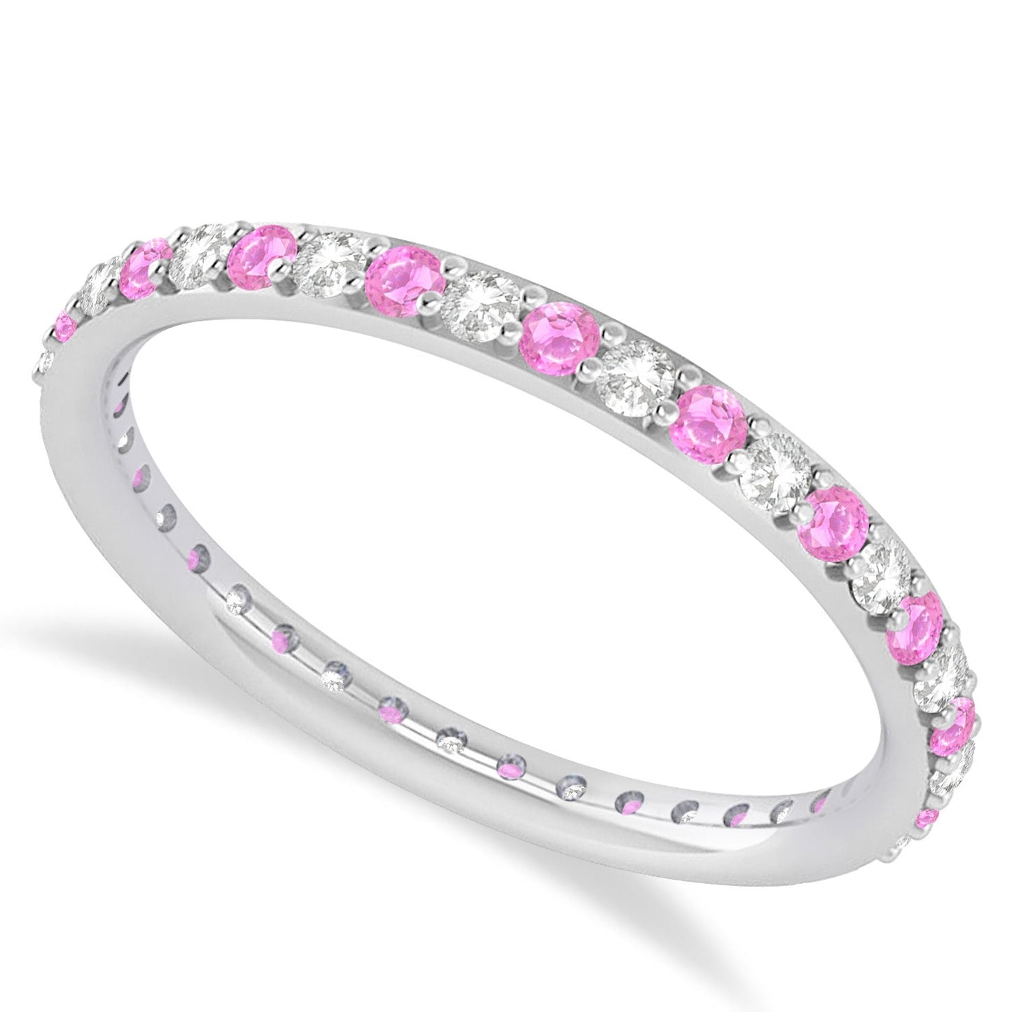 allurez-0.57-ctw-round#round-diamond#pink-sapphire-14-k-white-gold-eternity-wedding-band