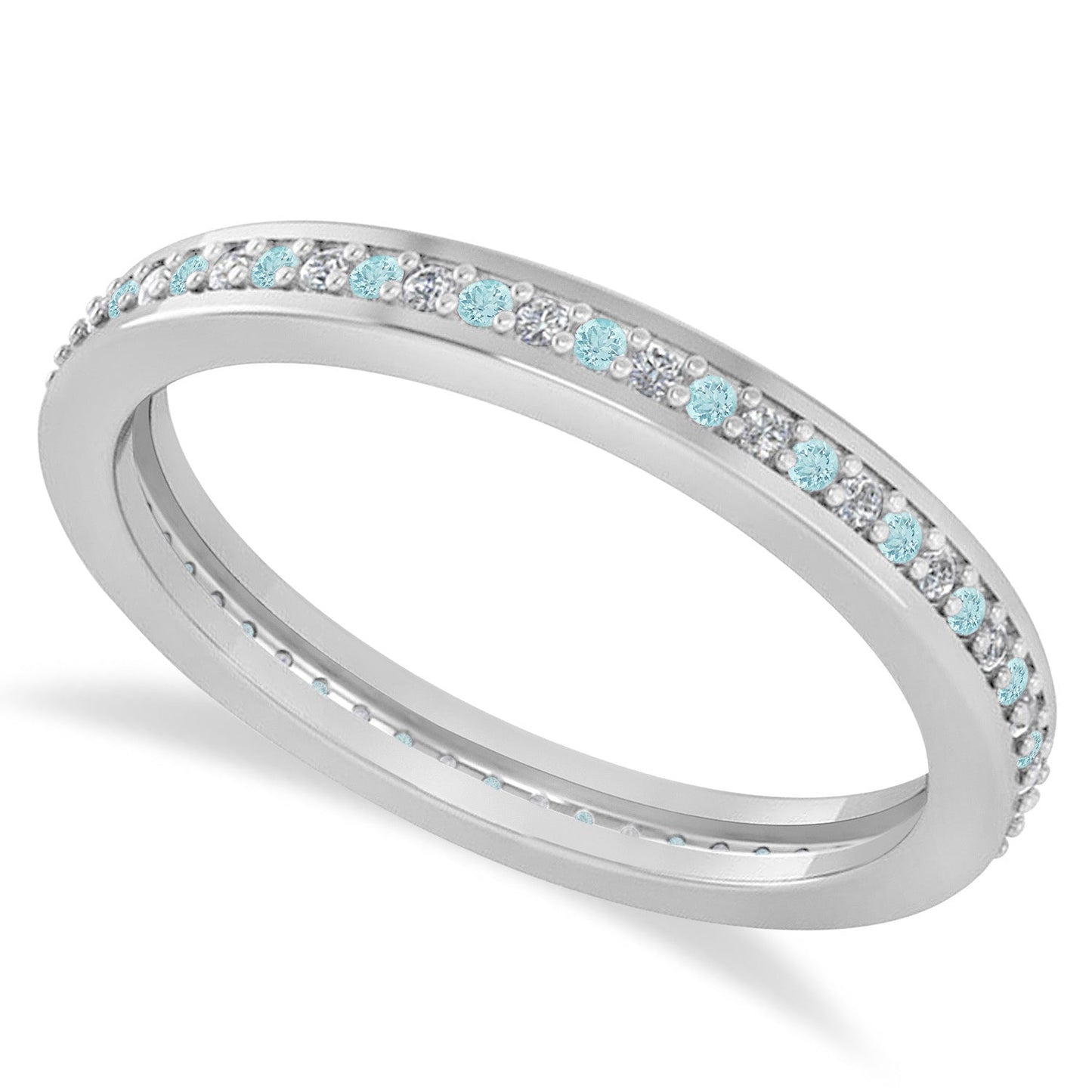 allurez-0.28-ctw-round#round-diamond#aquamarine-14-k-white-gold-eternity-wedding-band
