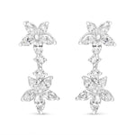 18k White Gold 6.0 Cttw Marquise Diamond Floral Dangle Drop Earrings (E-F Color, VS1-VS2 Clarity)