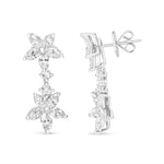18k White Gold 6.0 Cttw Marquise Diamond Floral Dangle Drop Earrings (E-F Color, VS1-VS2 Clarity)