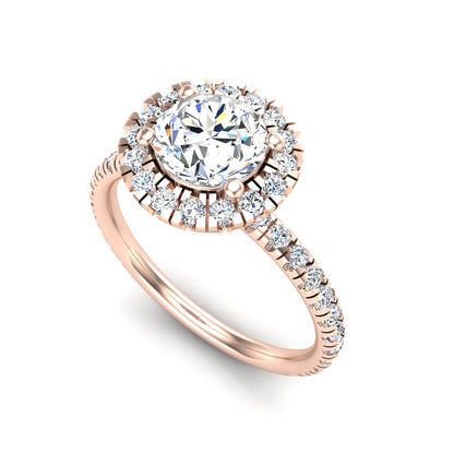 Chloe Single Row Halo with Pave Band