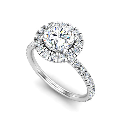 Chloe Single Row Halo with Pave Band
