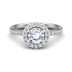 Chloe Single Row Halo with Pave Band