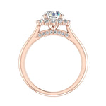 Aria Dainty Floral Style Halo Engagement Ring