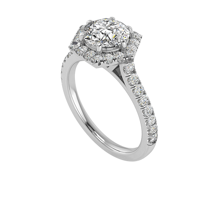 Lily Hexagon frame Halo Engagement Ring