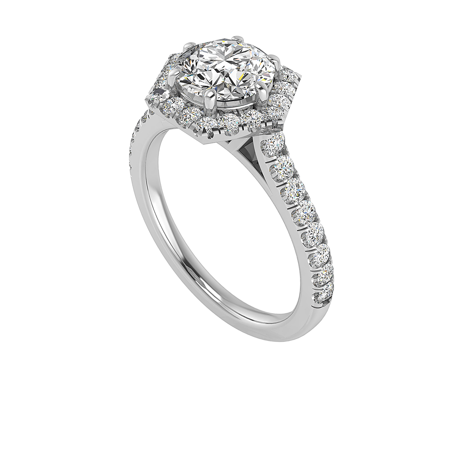 Lily Hexagon frame Halo Engagement Ring