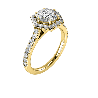 Lily Hexagon frame Halo Engagement Ring