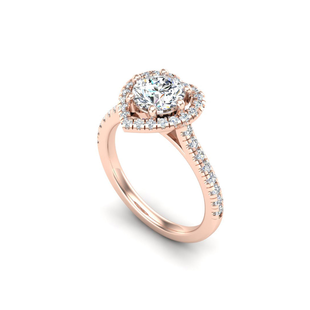 Tracy Heart frame Halo Engagement Ring