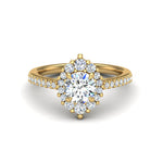 Violet Cathedral Pave Diamond Halo Engagement Ring