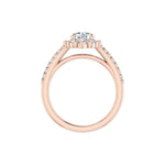 Violet Cathedral Pave Diamond Halo Engagement Ring