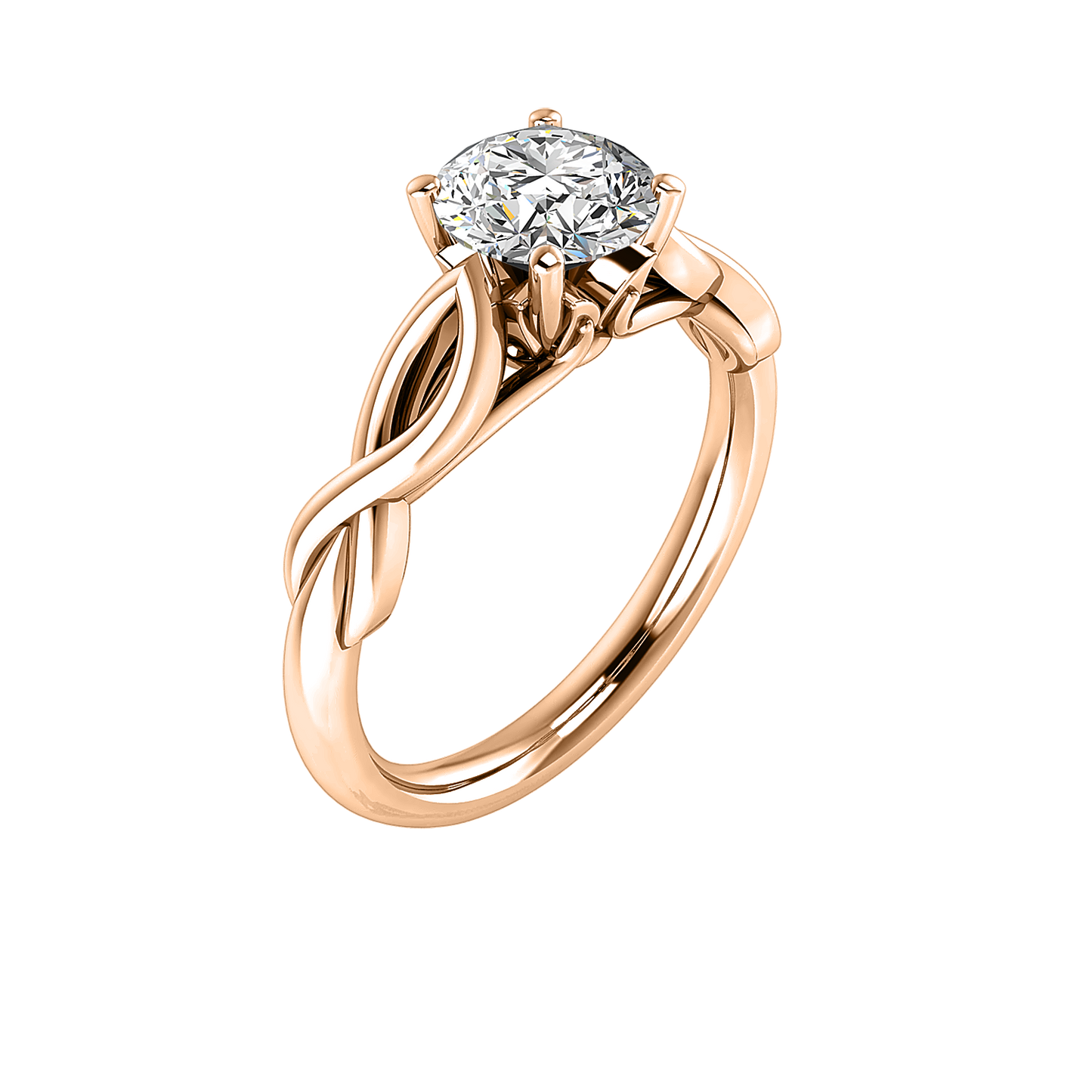 Mia Twisted Plain band 4 prong Solitaire